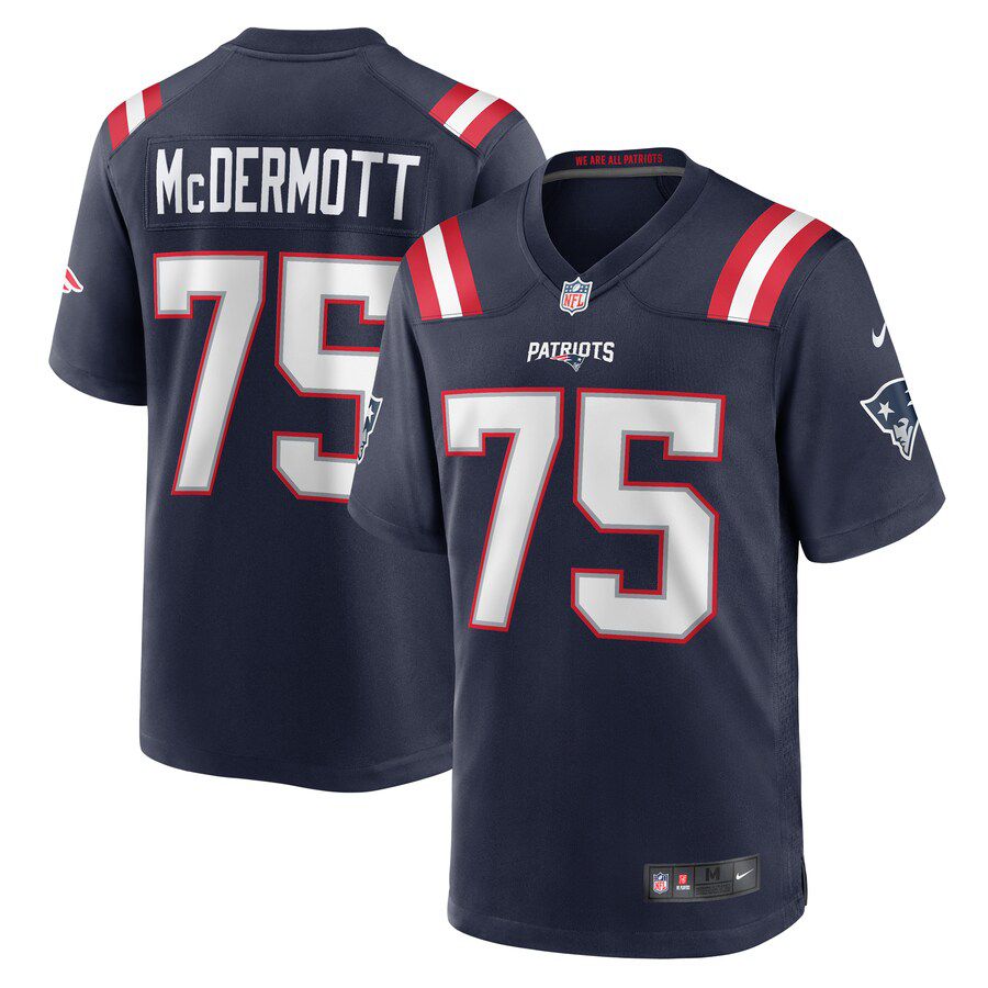 Men New England Patriots #75 Conor McDermott Nike Navy Home Game Player NFL Jersey->new england patriots->NFL Jersey